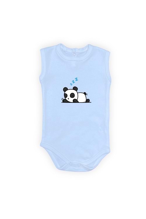 Uykucu Panda Baskılı Bebek Body Zıbın Çıtçıtlı Badi