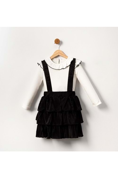 Kadife Salopet Askılı Kız Etekli Takım MNK2147