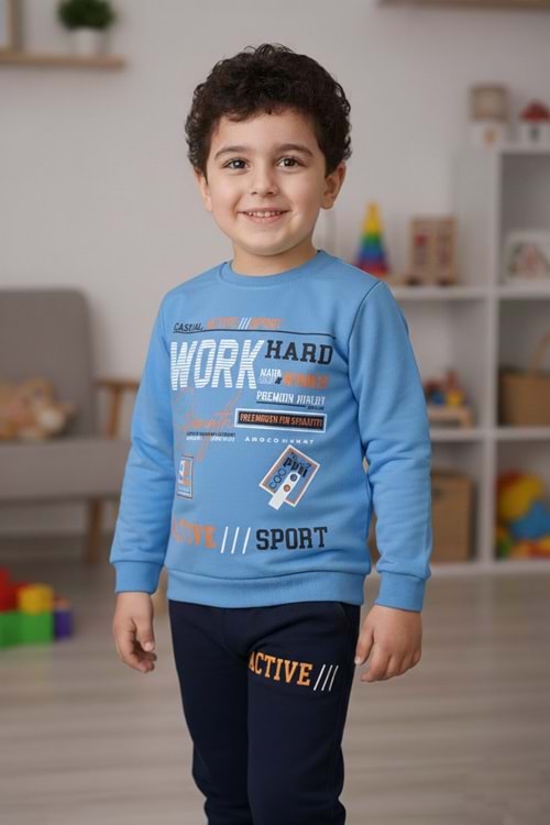 Work Baskılı Erkek Çocuk Eşofman MNK3112