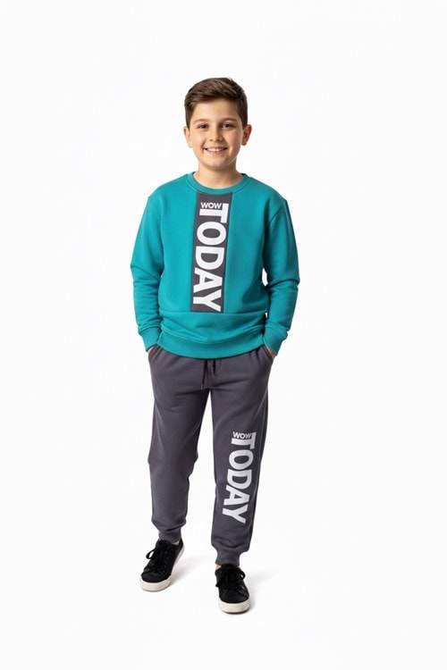 3iplik İçi Polarlı Today Baskılı Erkek Çocuk Eşofman MNK416193