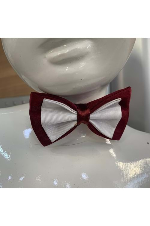 Bordo Renk Çift Kat Saten Çocuk Papyonu