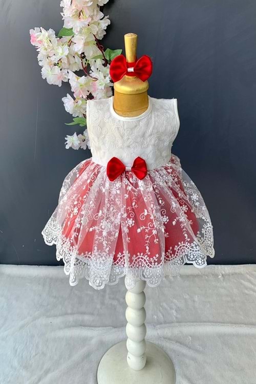 Saç Bantlı Dantelli Bebek Elbise PNPN136