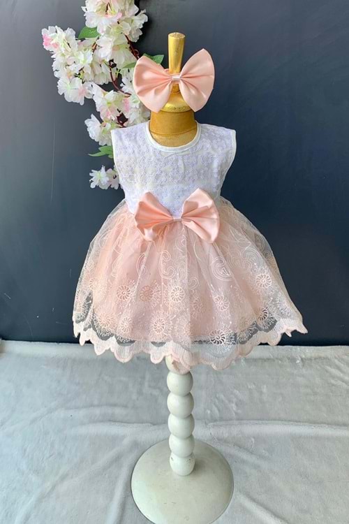 Saç Bantlı Dantelli Bebek Elbise PNPN136