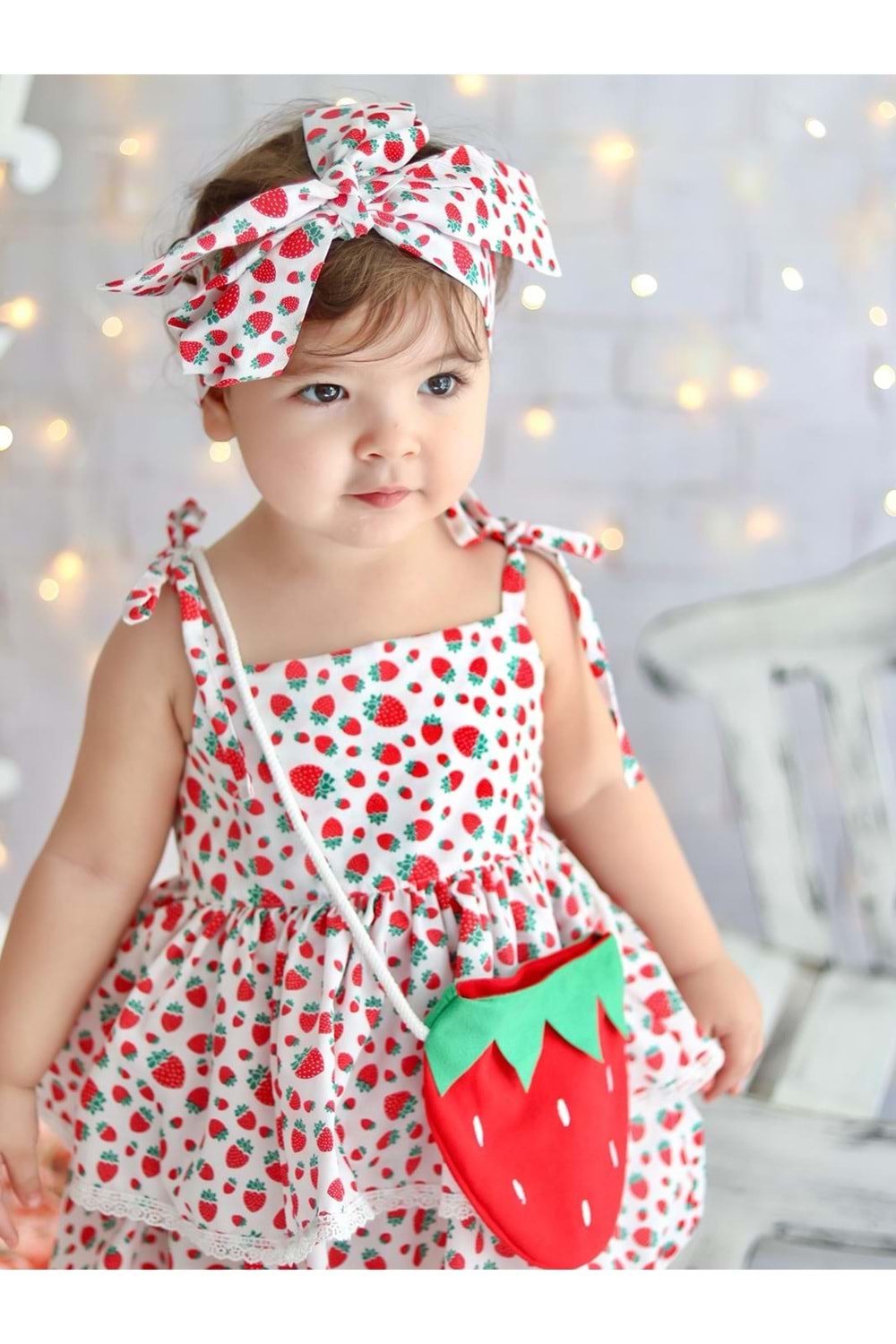 Mnk Çantalı Çilek Elbise