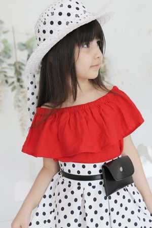 Ayrobin Puanlı Etekli Kız Çocuk Takım