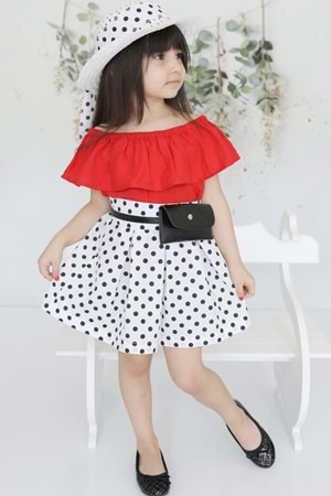 Ayrobin Puanlı Etekli Kız Çocuk Takım