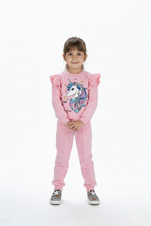 Kız Çocuk Boynuzlu At Eşofman Takımı