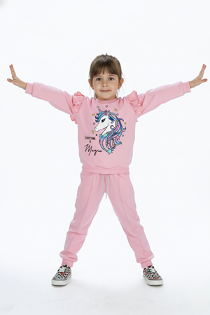 Kız Çocuk Boynuzlu At Eşofman Takımı