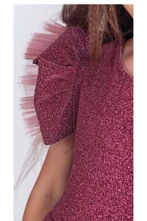 Simli Şanzelize Kız Çocuk Abiye Elbise M00669