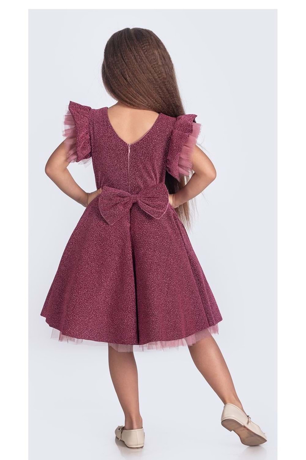 Simli Şanzelize Kız Çocuk Abiye Elbise M00669