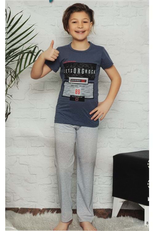 Kısa Kol Tişört , Uzun Pantolon Erkek Çocuk Pijama M00672