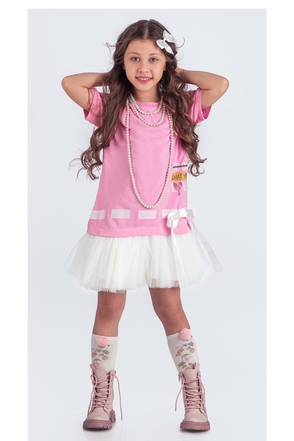 Tütü Etekli Yazlık Penye Kız Çocuk Spor Elbise M00703