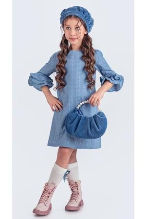 Miss Clarice Kız Çocuk Fransız Bere, Çanta, Çorap Ve Elbise Takım M00704