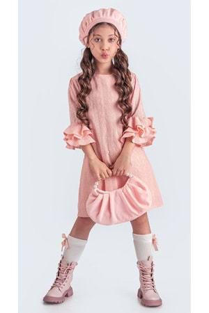 Miss Clarice Kız Çocuk Fransız Bere, Çanta, Çorap Ve Elbise Takım M00704