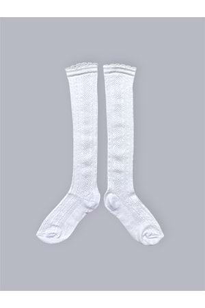 Kız Çocuk Desenli Diz Altı Çorap M00709