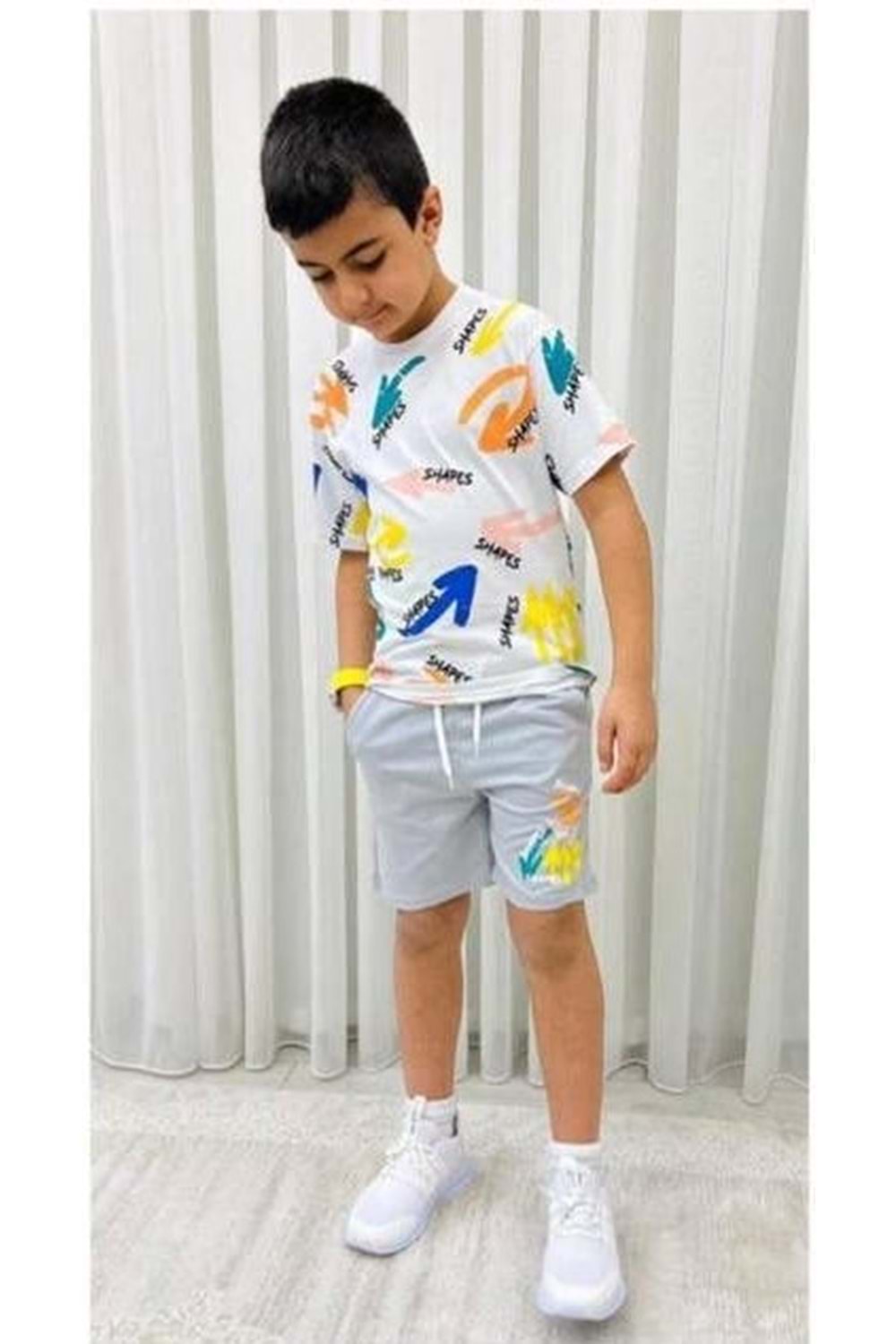Erkek Çocuk Baskılı Şortlu Yazlık Takım M00710