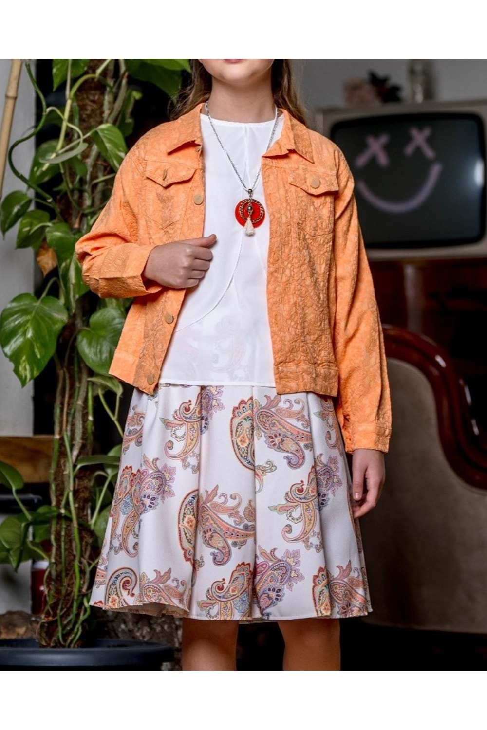 Kız Çocuk Gömlek, Etek , Ceketli Takım M00719