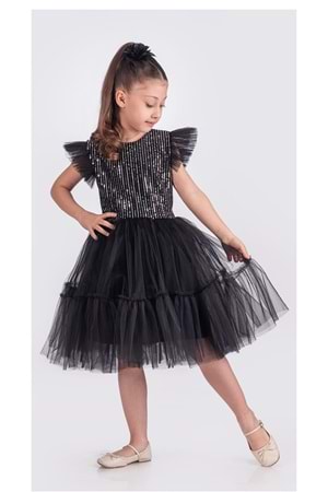 Pul Payet Katkat Tütü Etekli Kız Çocuk Elbise M00722