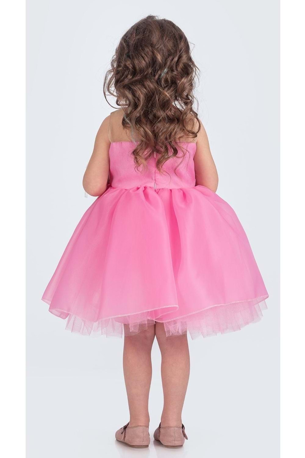 Karolin Robası Çiçekli Bilekli Aksesuarlı Kız Çocuk Abiye Elbise M00724