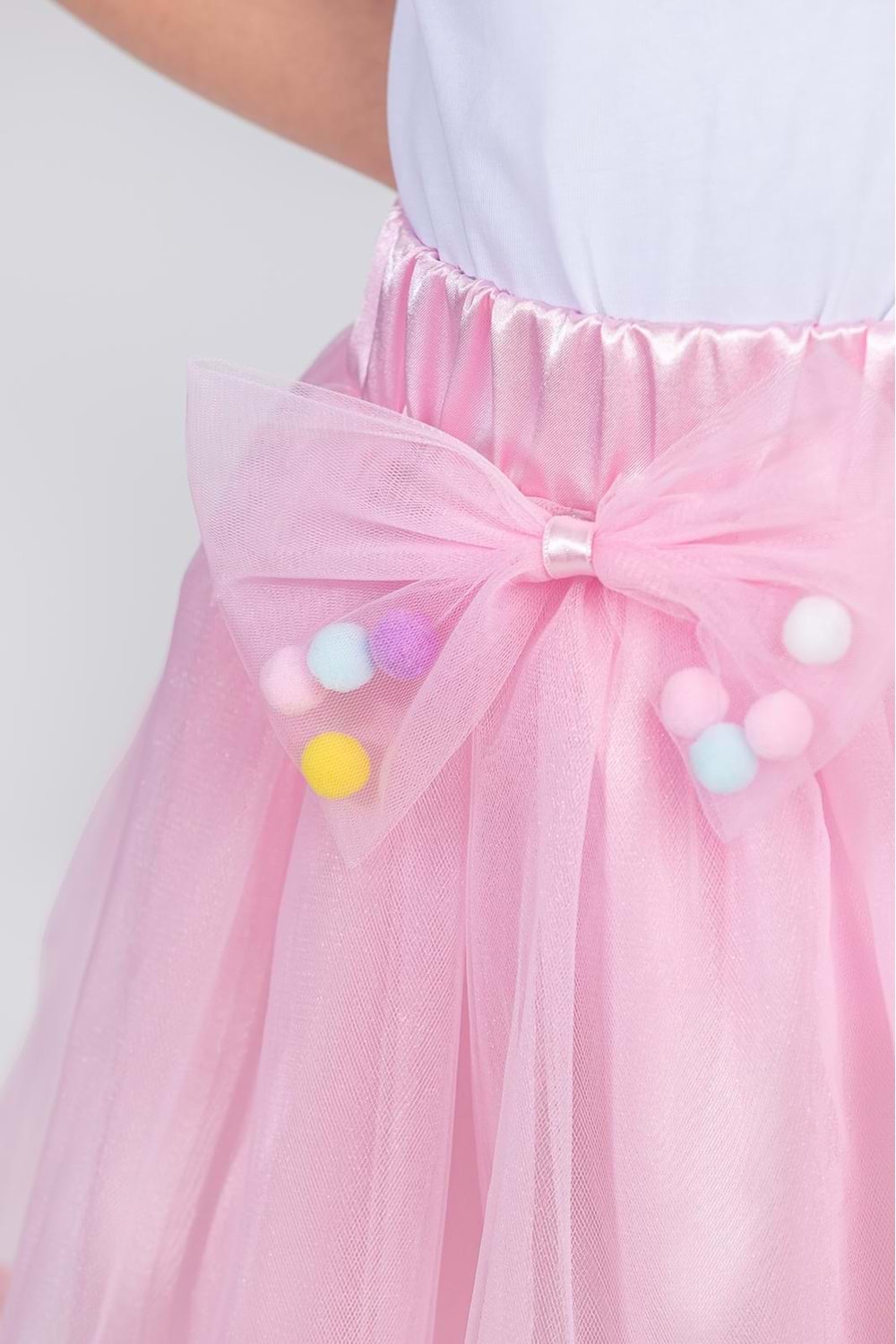 Ponpon Aksesuarlı Bayramlık Kız Çocuk Etek M00726