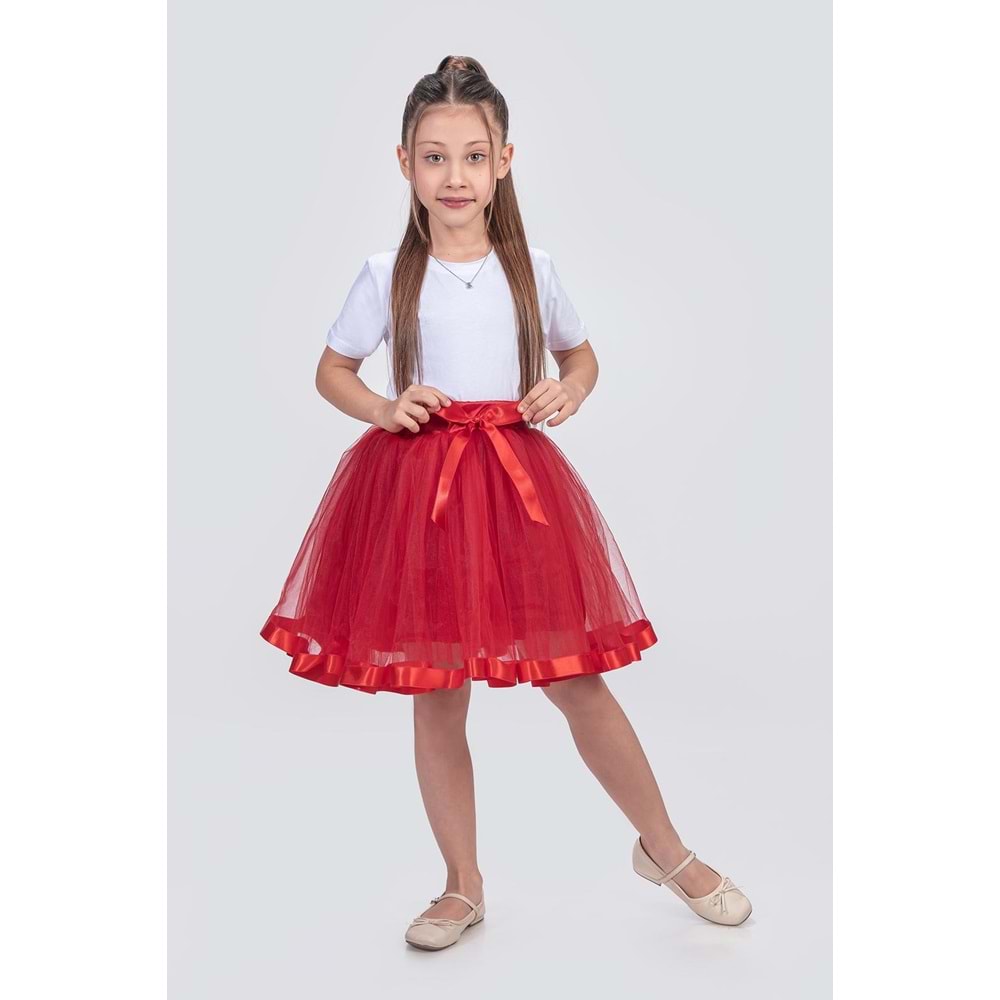 Saten Şeritli Tütü Kız Çocuk Etek M00728