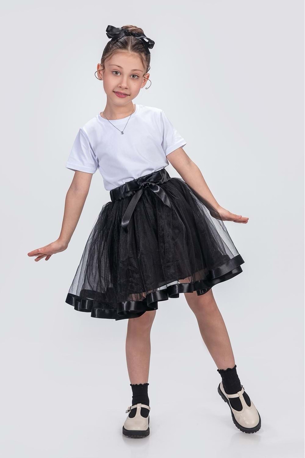 Saten Şeritli Tütü Kız Çocuk Etek M00728