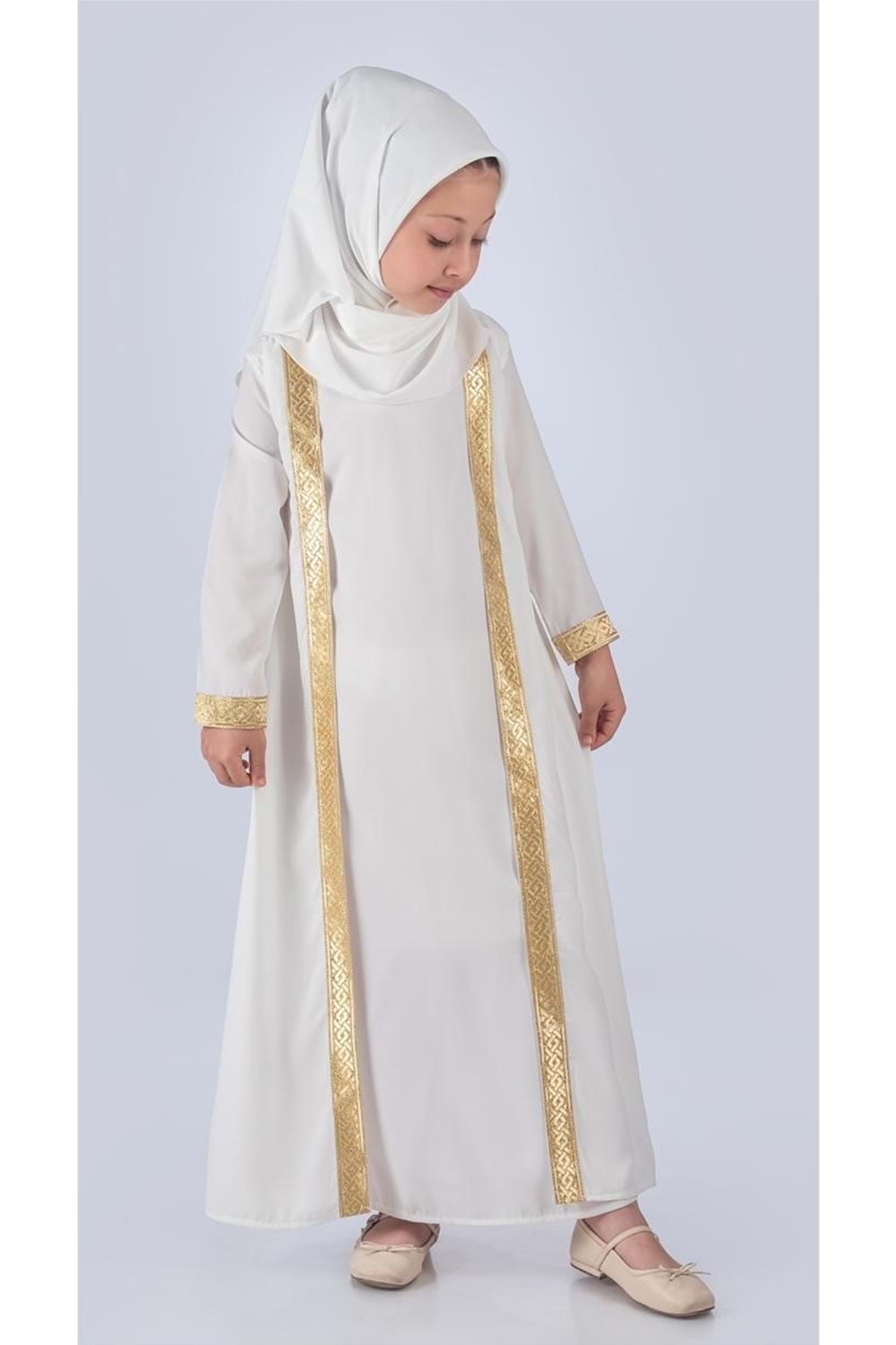 Medine İpek Kumaş Eşarplı Tesettür Namaz Elbise M00742