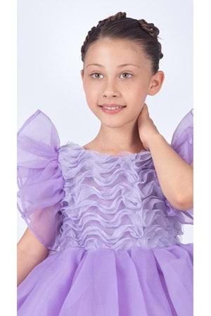 Maronia Kız Çocuk Prenses Model Abiye Elbise - Lila M00746