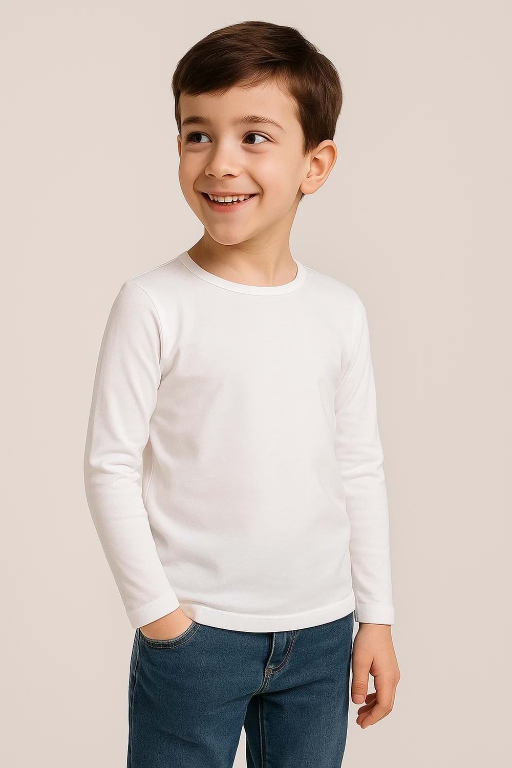 Unisex Çocuk Bisiklet Yaka Uzun Kollu Okul Badi M00748