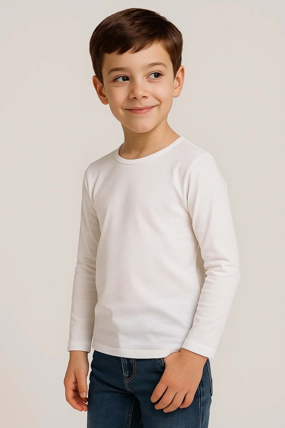 Unisex Çocuk Bisiklet Yaka Uzun Kollu Okul Badi M00748