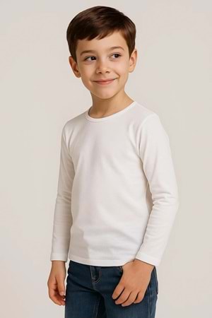 Unisex Çocuk Bisiklet Yaka Uzun Kollu Okul Badi M00748