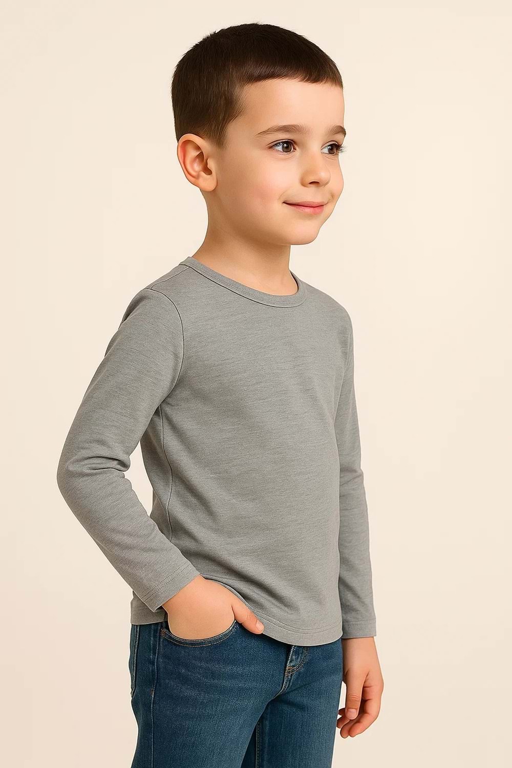 Unisex Çocuk Bisiklet Yaka Uzun Kollu Okul Badi M00748