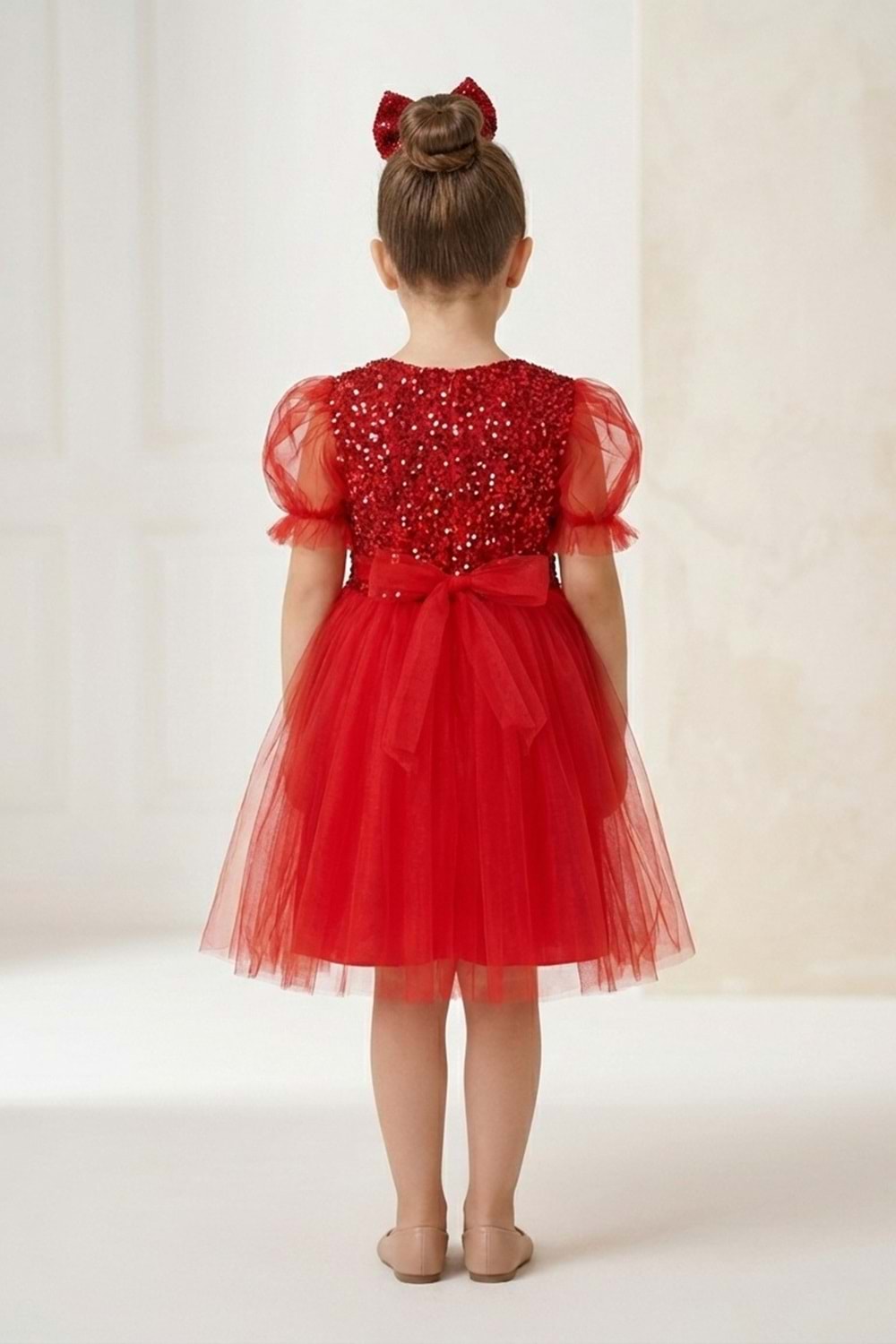 Balon Kol Pul Payet Kız Çocuk Tütü Elbise M00751