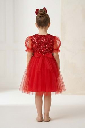 Balon Kol Pul Payet Kız Çocuk Tütü Elbise M00751