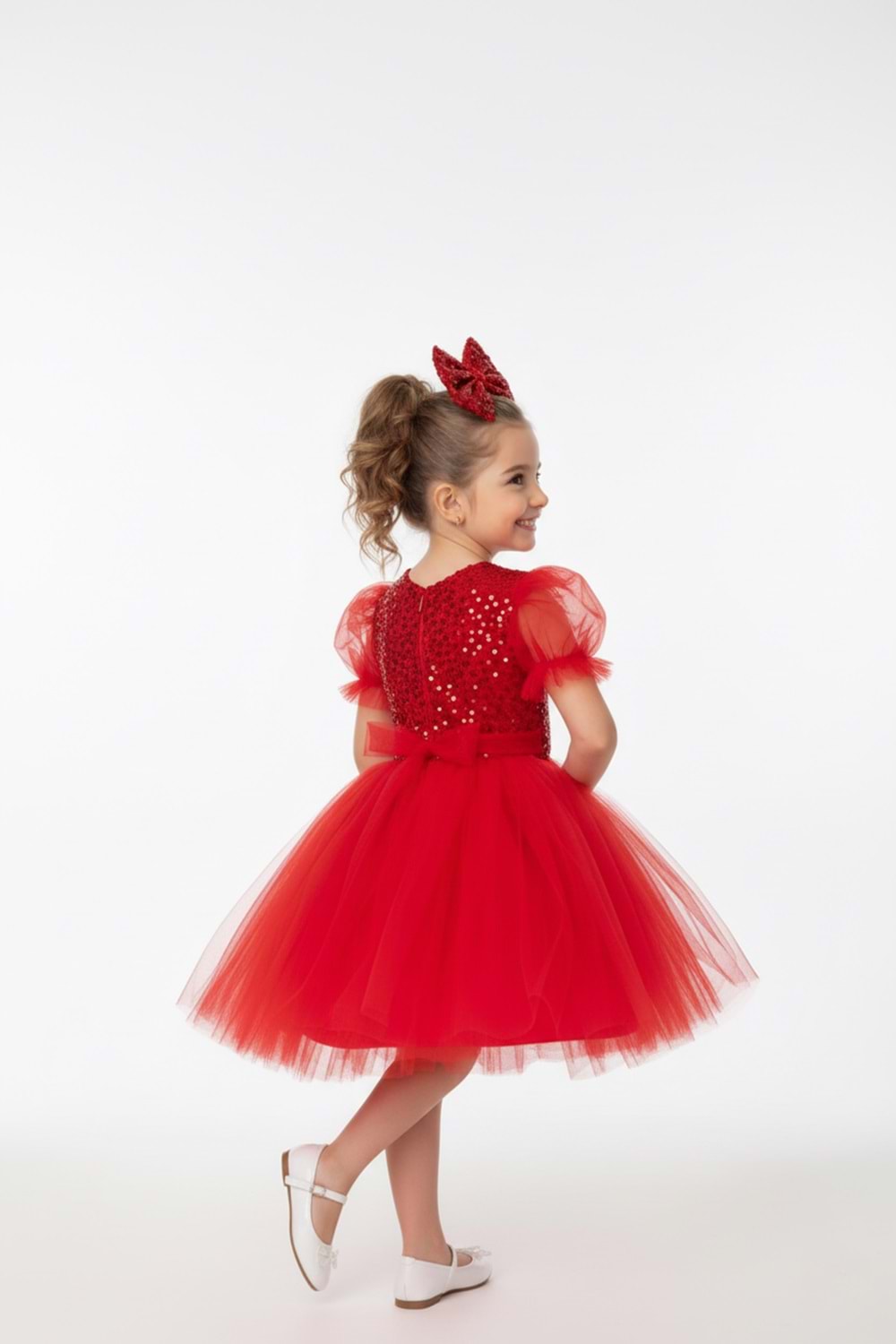 Balon Kol Pul Payet Kız Çocuk Tütü Elbise M00751