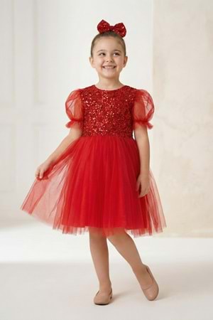 Balon Kol Pul Payet Kız Çocuk Tütü Elbise M00751