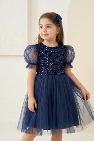 Balon Kol Pul Payet Kız Çocuk Tütü Elbise M00751