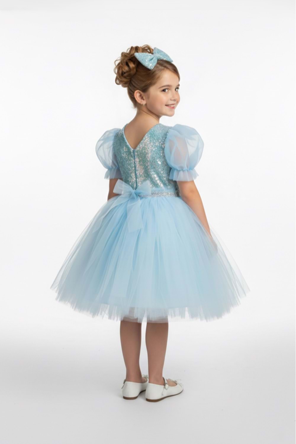 Balon Kol Pul Payet Kız Çocuk Tütü Elbise M00751