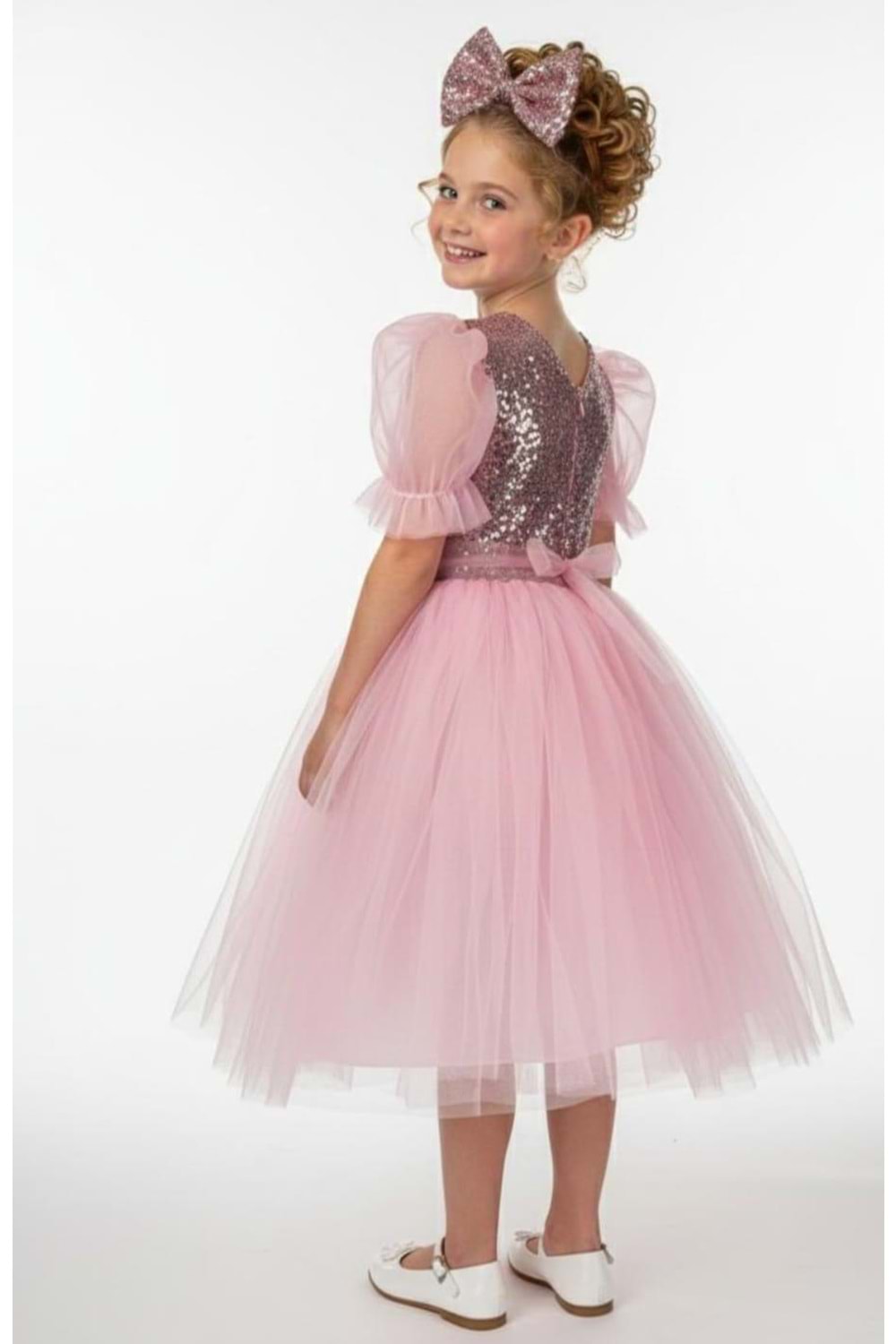 Balon Kol Pul Payet Kız Çocuk Tütü Elbise M00751