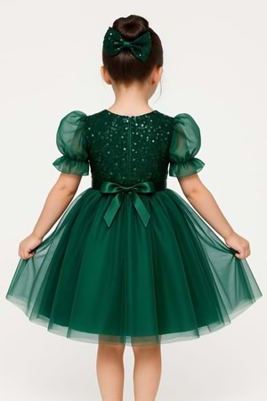 Balon Kol Pul Payet Kız Çocuk Tütü Elbise M00751