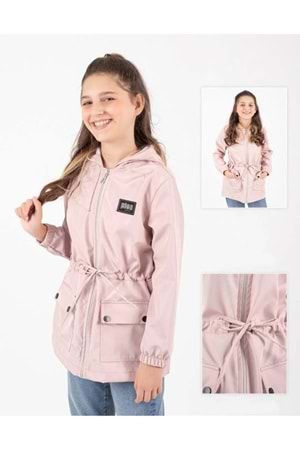 Kız Çocuk Mevsimlik Su İtici Çıtçıt Kapamalı Cepli Yağmurluk M00752