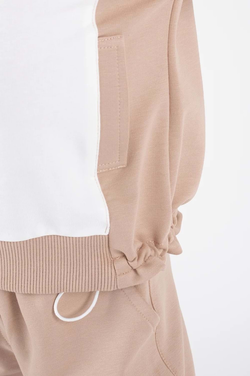 Kız Çocuk Kanguru Cepli Beli Lastik Detaylı Günlük Eşofman Takımı M00754