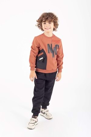 Erkek Çocuk Cep Detaylı Baskılı Eşofman Takımı M00756