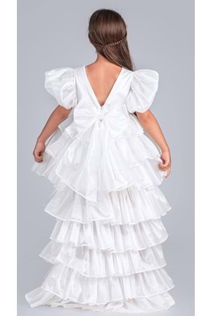 Kız Çocuk Eklenebilir Kuyruk Detaylı, Taçlı Aspendos Abiye Elbise M00758