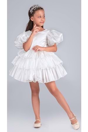 Kız Çocuk Eklenebilir Kuyruk Detaylı, Taçlı Aspendos Abiye Elbise M00758