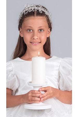 Kız Çocuk Eklenebilir Kuyruk Detaylı, Taçlı Aspendos Abiye Elbise M00758