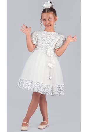 Kız Çocuk Etek Ucu Pullu Venna Abiye Elbise M00761