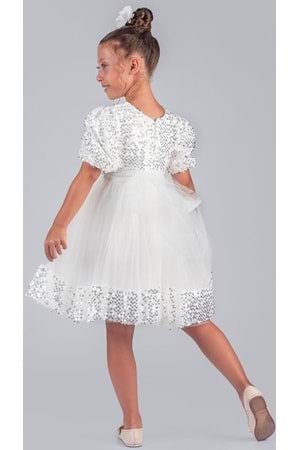 Kız Çocuk Etek Ucu Pullu Venna Abiye Elbise M00761