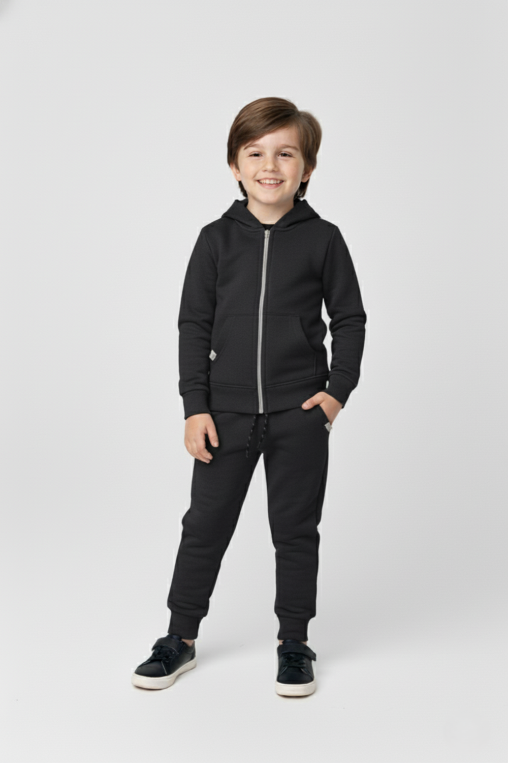 Erkek Çocuk Fermuar Kapamalı Kapüşonlu Mevsimlik Eşofman Takımı M00765