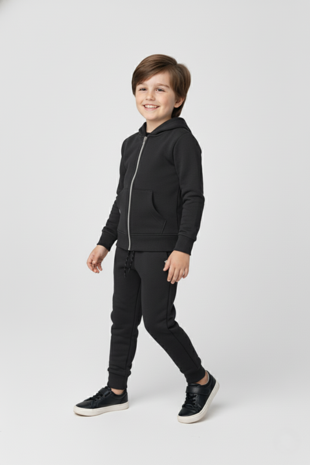 Erkek Çocuk Fermuar Kapamalı Kapüşonlu Mevsimlik Eşofman Takımı M00765